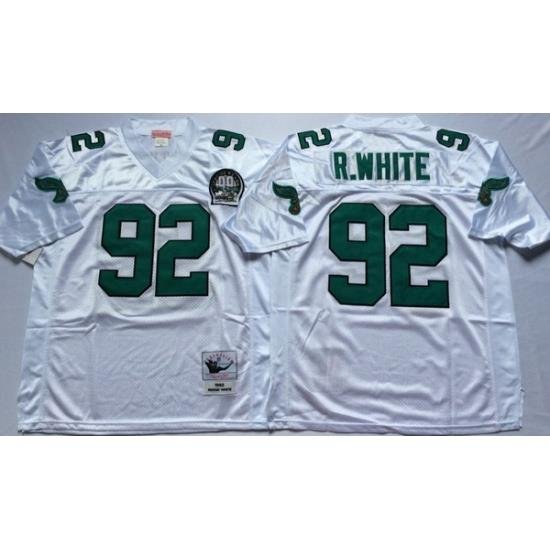 Men Philadelphia Eagles 92 Reggie White White M&N Throwback Jersey