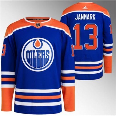 Men Edmonton Oilers 13 Mattias Janmark Royal Stitched Jersey