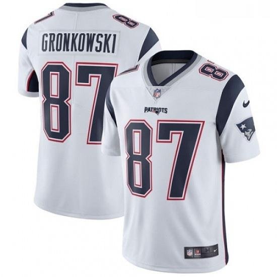 Mens Nike New England Patriots 87 Rob Gronkowski White Vapor Untouchable Limited Player NFL Jersey