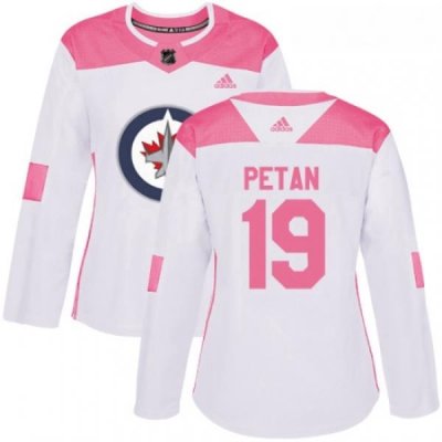 Womens Adidas Winnipeg Jets 19 Nic Petan Authentic WhitePink Fashion NHL Jersey