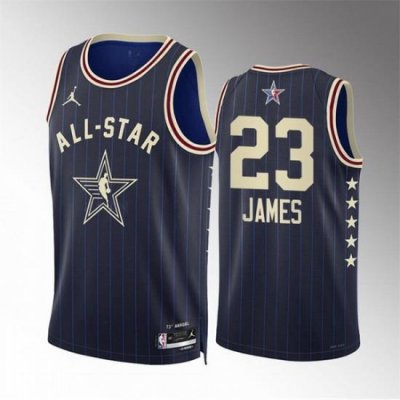 Men 2024 All Star 23 LeBron James Navy Stitched Basketball Jersey