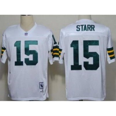 Green Bay Packers 15 Bart Starr White Throwback NFL Jerseys