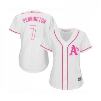 Womens Oakland Athletics 7 Cliff Pennington Replica White Fashion Cool Base Baseball Jersey