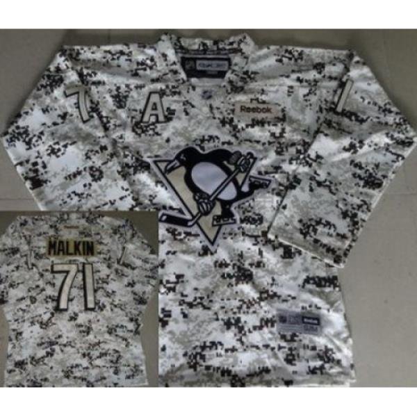 Kids Pittsburgh Penguins 71 Evgeni Malkin White Camo NHL Jerseys