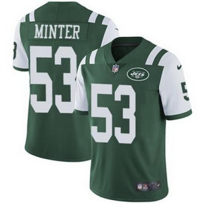 Nike Jets #53 Kevin Minter Green Team Color Mens Stitched NFL Vapor Untouchable Limited Jersey