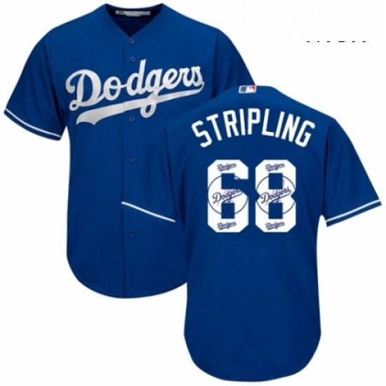 Mens Majestic Los Angeles Dodgers 68 Ross Stripling Authentic Royal Blue Team Logo Fashion Cool Base MLB Jersey