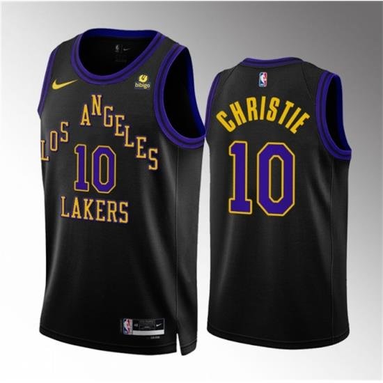 Men Los Angeles Lakers 10 Max Christie Black 2023 24 City Edition Stitched Basketball Jersey