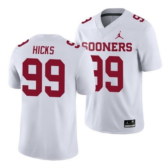 Oklahoma Sooners Marcus Hicks White College Football Men'S Jersey