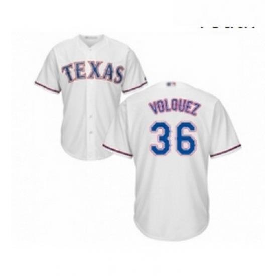 Youth Texas Rangers 36 Edinson Volquez Replica White Home Cool Base Baseball Jersey