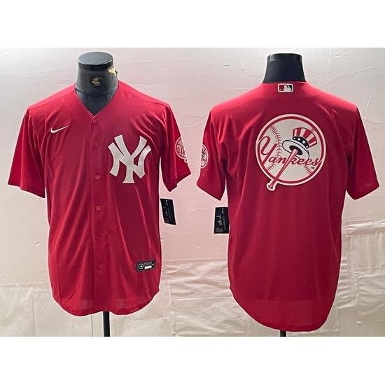 Men NeW York Yankees Big Logo Red Cool Base Stitched Baseball Jersey 16