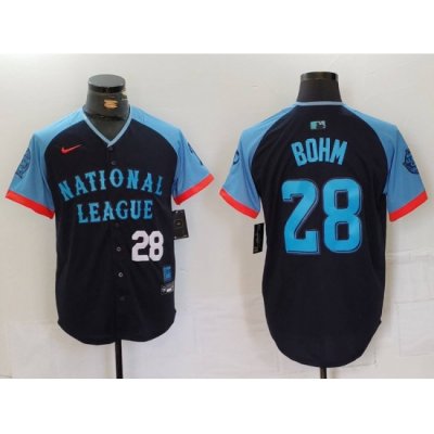 Men National League 28 Alec Bohm Navy 2024 All Star Limited Stitched Baseball Jersey 2