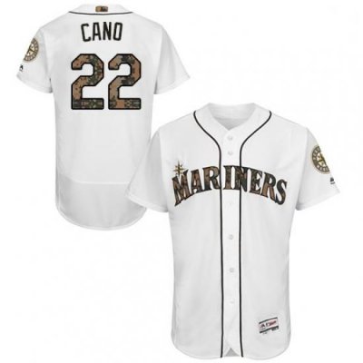 Mens Majestic Seattle Mariners 22 Robinson Cano Authentic White 2016 Memorial Day Fashion Flex Base Jersey