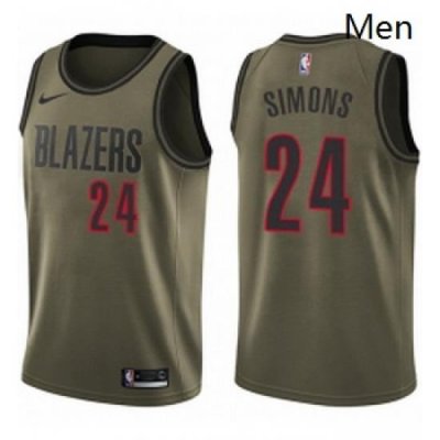 Mens Nike Portland Trail Blazers 24 Anfernee Simons Swingman Green Salute to Service NBA Jersey