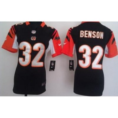 Women Nike Cincinnati Bengals 32 Cedric Benson Black Nike NFL Jersey