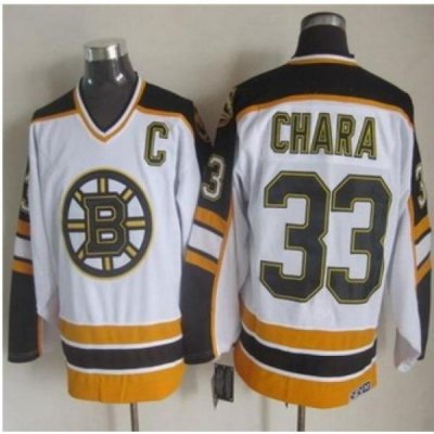 Boston Bruins #33 Zdeno Chara White Black CCM Throwback Stitched NHL Jersey