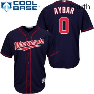 Youth Majestic Minnesota Twins 0 Erick Aybar Replica Navy Blue Alternate Road Cool Base MLB Jersey