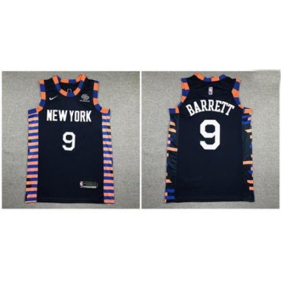 Knicks 9 R J  Barrett Navy City Edition Nike Authentic Jersey