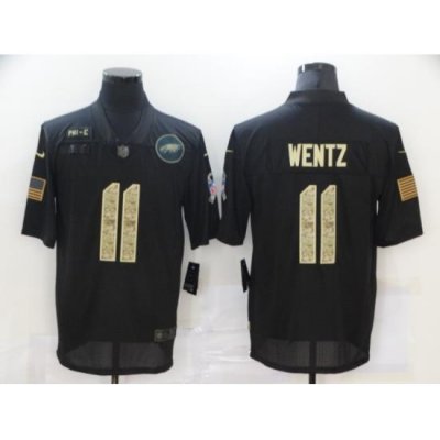 Nike Philadelphia Eagles 11 Carson Wentz Black Camo 2020 Salute To Service Limited Jersey