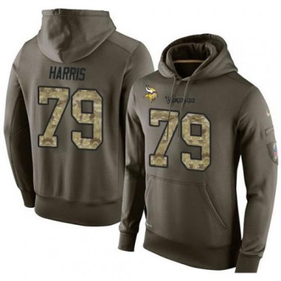 NFL Nike Minnesota Vikings 79 Michael Harris Green Salute To Service Mens Pullover Hoodie