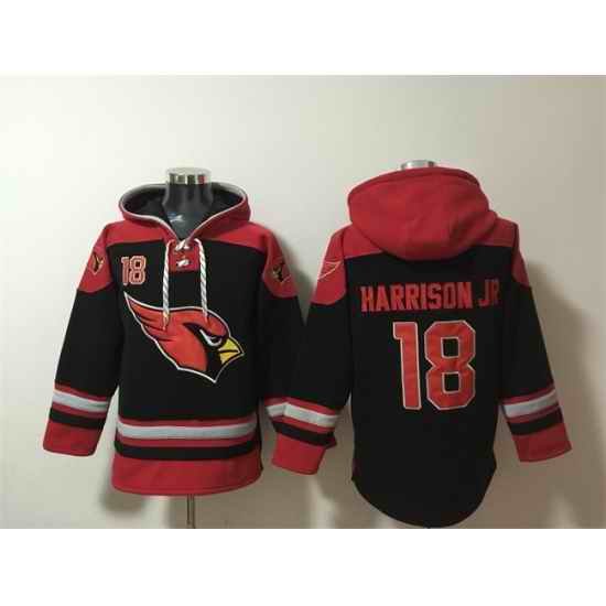 Men Arizona Cardinals 18 Marvin Harrison Jr  Black Ageless Must Have Lace Up Pullover Hoodie