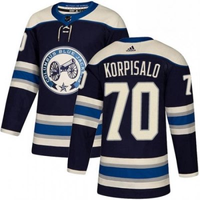 Mens Adidas Columbus Blue Jackets 70 Joonas Korpisalo Authentic Navy Blue Alternate NHL Jersey