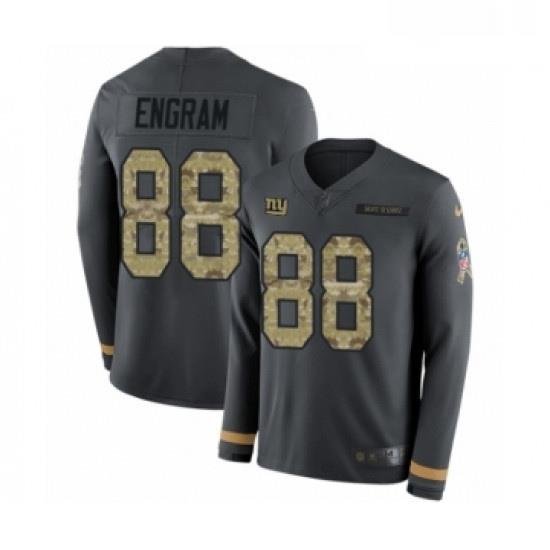 Mens Nike New York Giants 88 Evan Engram Limited Black Salute to Service Therma Long Sleeve NFL Jersey