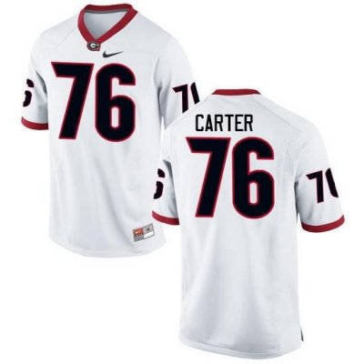 Men Georgia Bulldogs #76 Michail Carter College Football Jerseys-White