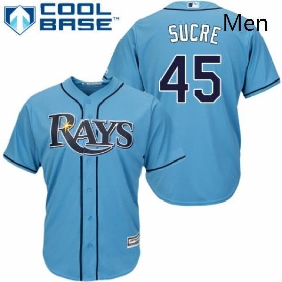 Mens Majestic Tampa Bay Rays 45 Jesus Sucre Replica Light Blue Alternate 2 Cool Base MLB Jersey