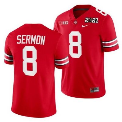 Ohio State Buckeyes Trey Sermon Scarlet 2021 Sugar Bowl Champions College Football Playoff College Football Playoff Jersey