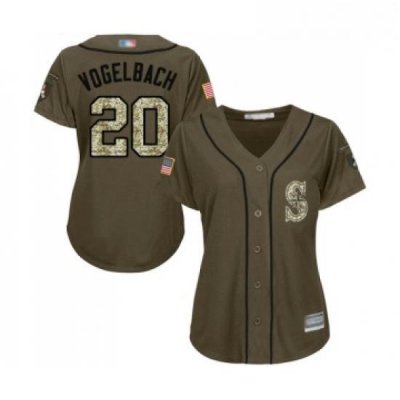 Womens Seattle Mariners 20 Dan Vogelbach Authentic Green Salute to Service Baseball Jersey