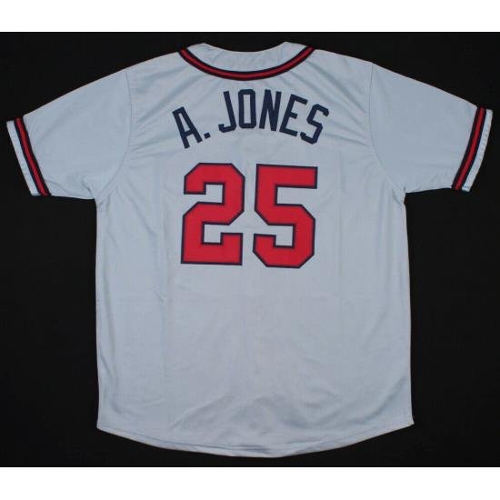 Men Nike Atlanta Braves 25 AndruW Jones White Cool Base Stitched Jersey